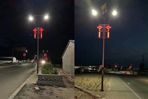 太阳能路灯亮灯效果 双头中国结路灯 bsports太阳能灯饰有限公司
